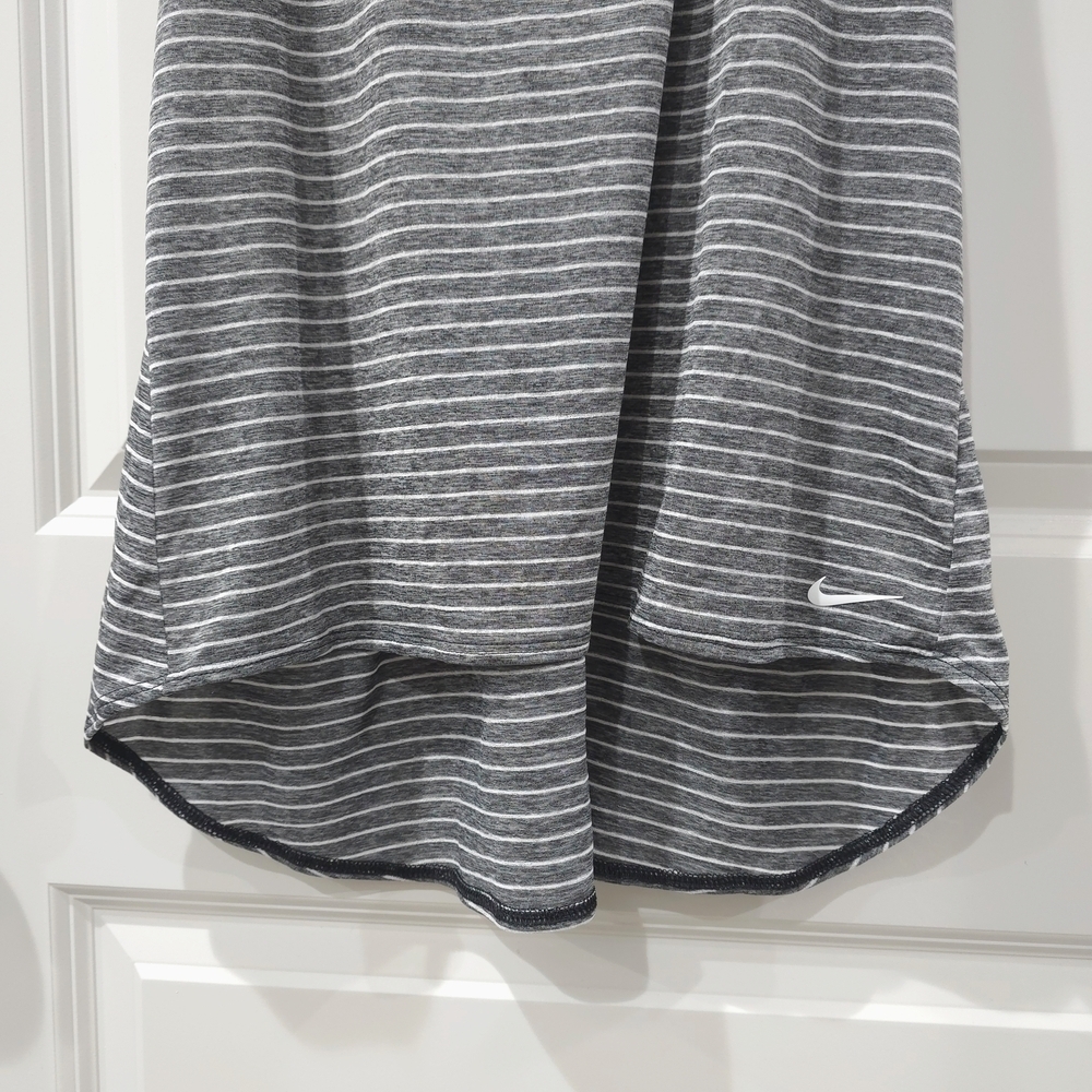 Nike Gray White Striped High Low Sleeveless Tank Dress Swim Cover Up, Nwt Size L - Picture 4 of 12